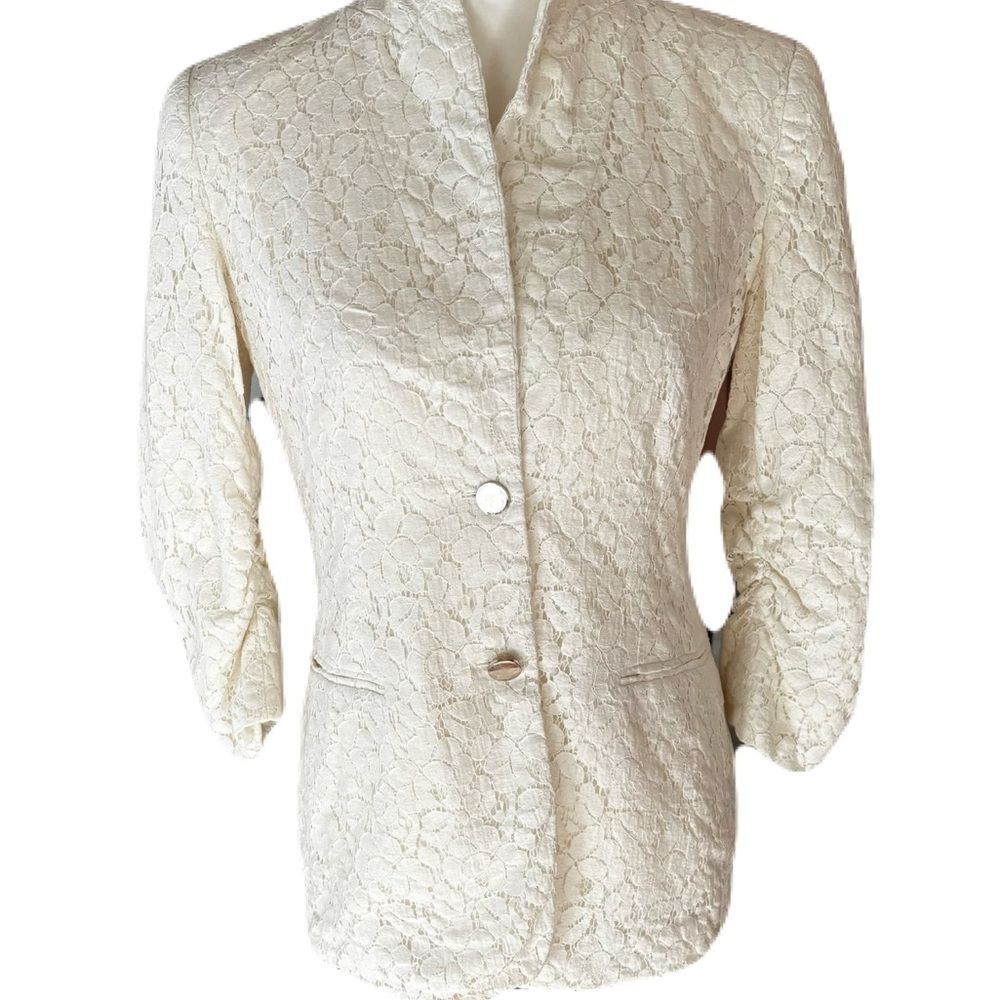 Calvin Klein Lace Ivory Blazer - Size 10 - Beautiful - Picture 2 of 10